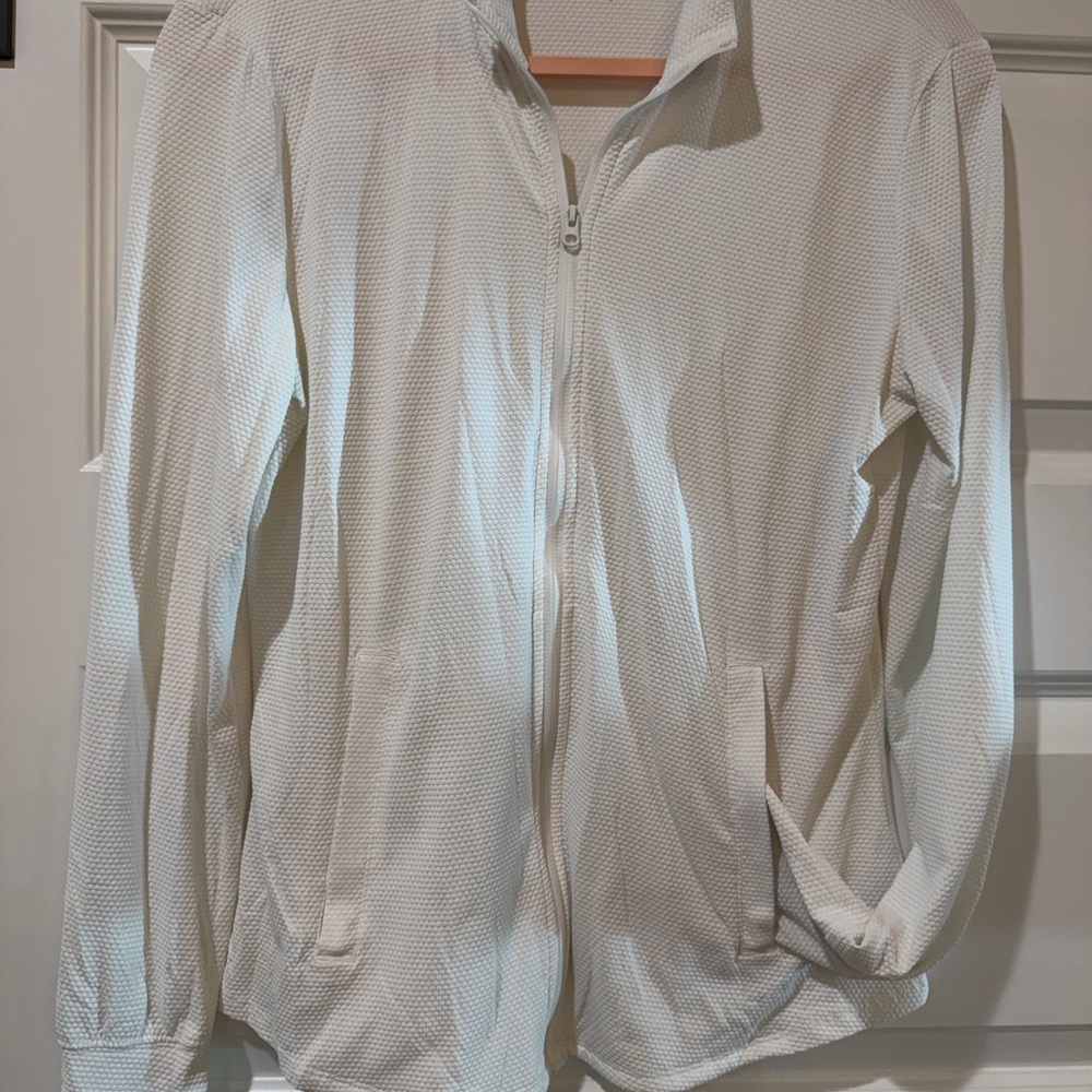 Tommy Bahama White Lightweight Zip-Front Bomber Jacket